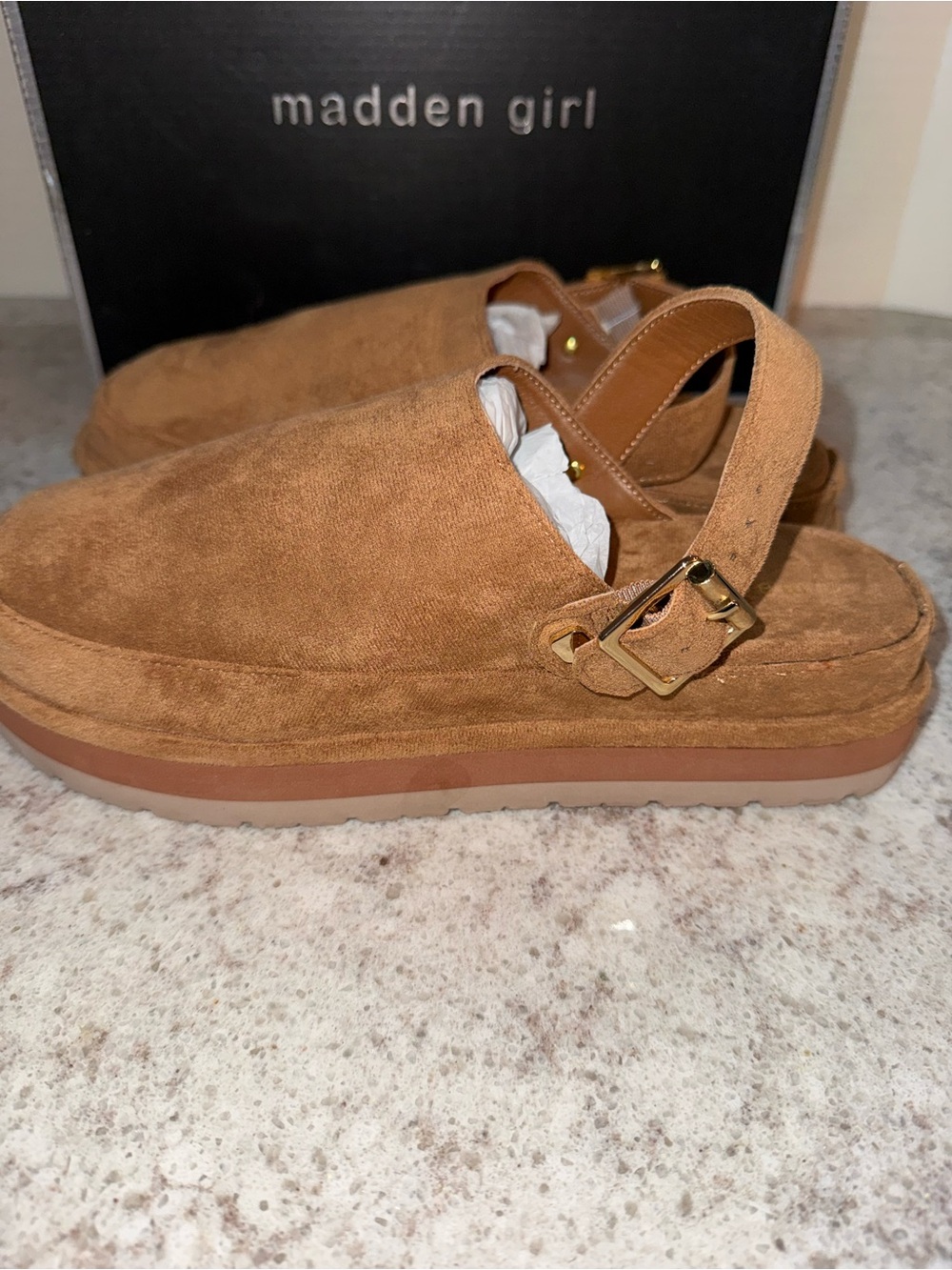 Madden Girl Women’s Suede Slingback Sandal - Brown Size 8.5